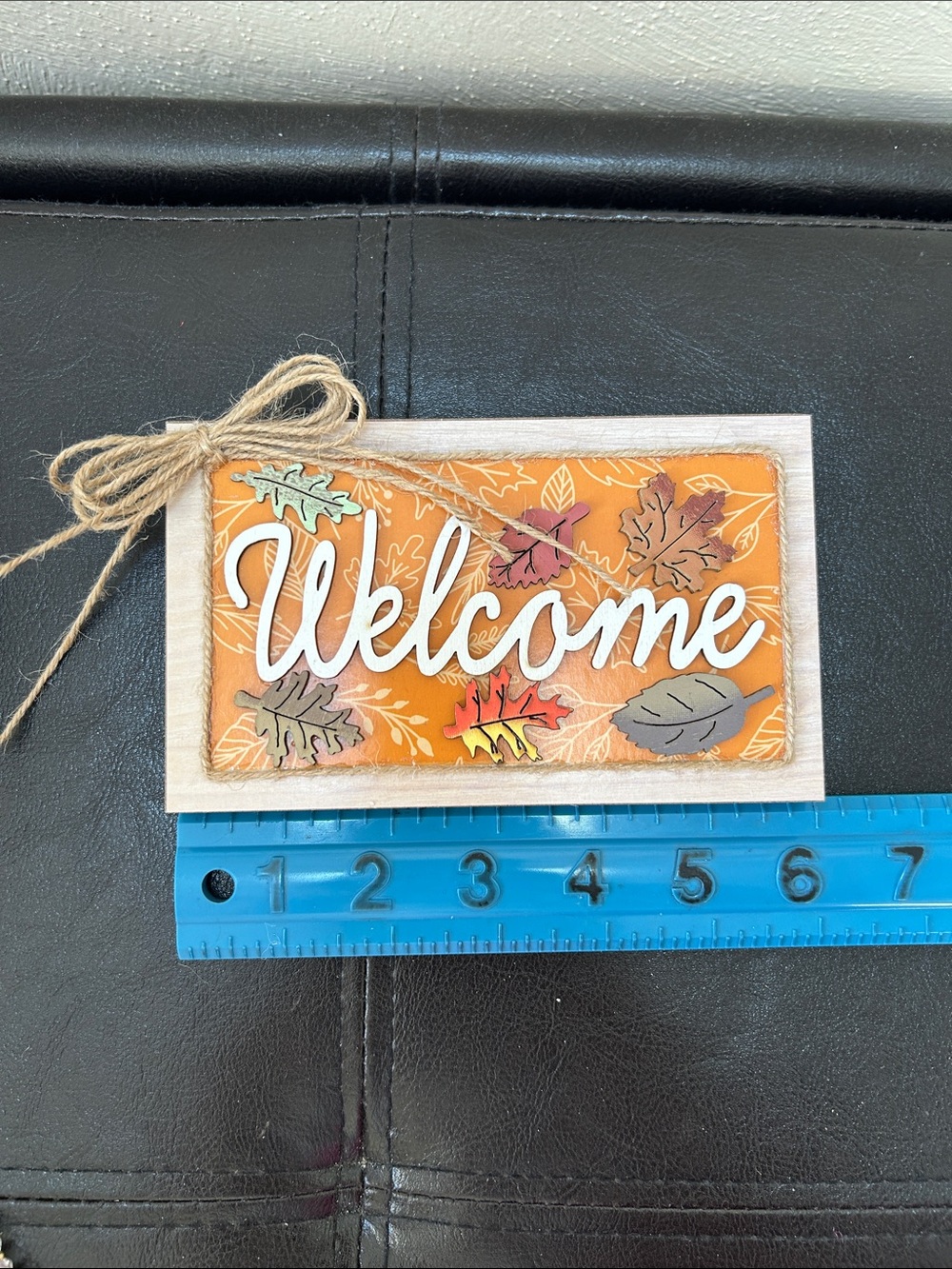 Handmade by my mom! Welcome Fall Tabletop Sign - Orange Leaf Design - Picture 5 of 6